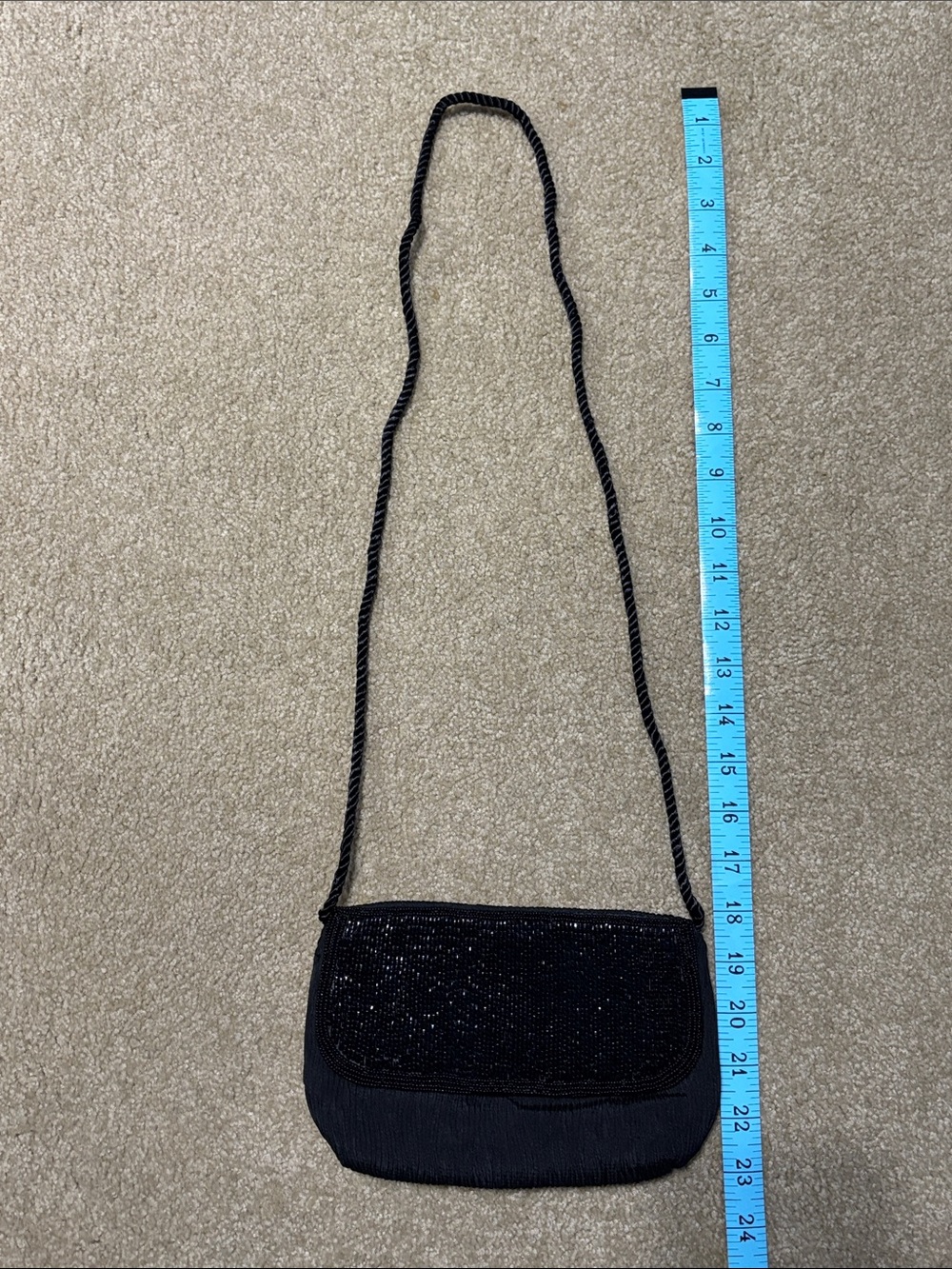 Black Beaded Crossbody Evening Bag
